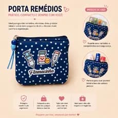Porta Remédio de Bolsa em Tecido Organizador Compacto Artesanal Feminino Necessaire Porta Medicamentos