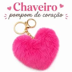 Chaveiro Pompom Coração Pelúcia Macio Luxo Bolsa Mochila Chaves Feminino