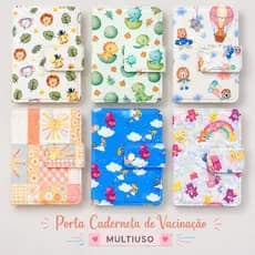 Porta Caderneta de Vacinação Infantil em tecido artesanal bebê | Capa para Cartão SUS Bebê Menino e Menina personalizado