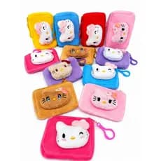 Bolsa Infantil de Pelúcia Kawaii Feminina com Zíper Porta Moedas Necessaire Fofa