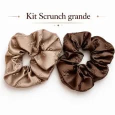 Kit 2 Scrunchies Grandes de Cetim Luxo | Elástico de Cabelo Macio Antifrizz Feminino