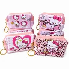 Necessaire Hello Kitty Feminina Porta Moedas Maquiagem Chaveiro Zíper Compacta Rosa