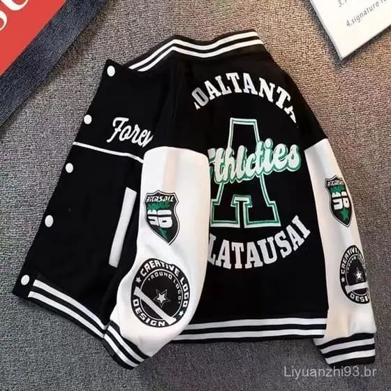 Jaqueta de Beisebol com Estampa de Letras para Meninos, Corta-Vento, Roupas Esportivas MESF