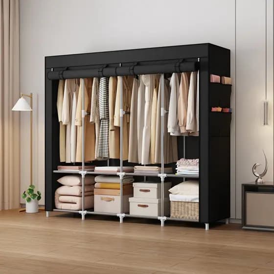Guarda Roupa Dobrável Aço GROSSO Armário Organizador Multiuso Roupeiro Cabideiro Sapateira