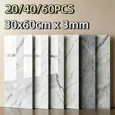 20/40/60 PCS Adesivos de Parede 60x30 Revestimento em Mármore Placas Adesivas Banheiro Cozinha Lavabo Cerâmica