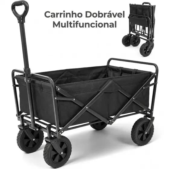 Carrinho de Mão para Uso Externo, Design Multifuncional para Camping e Compras