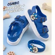 Sandália Bebe + Pulseira Infantil 19/26 Papete Mickey Calça Fácil