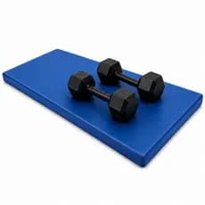 Kit Par Halter Sextavado 5kg + Colchonete Academia Azul | Musculação e Exercícios em Casa | Resistente e Conforto TL