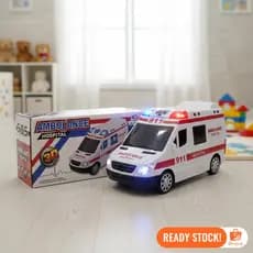 Carrinho Ambulância Van Samu Som Luz Sirene Bate e Volta Brinquedo Diversão Para Crianças Kizumba