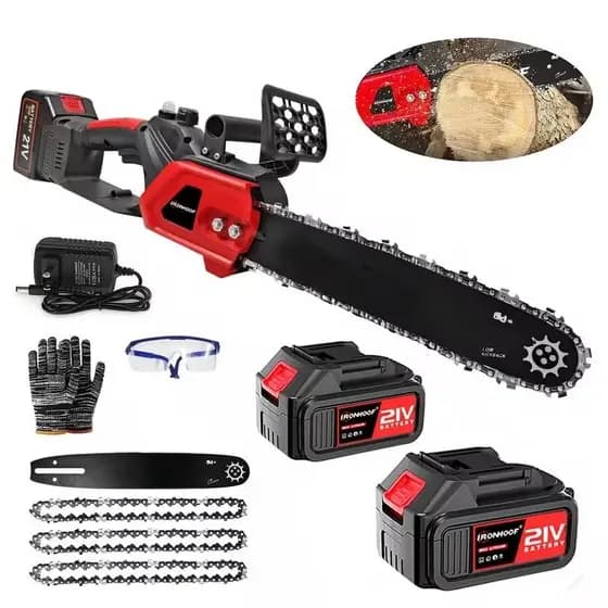 Motosserra Elétrica a Bateria 12” Potente Sem Fio e Pronta para o Trabalho Pesado duas baterias SS3