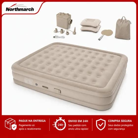 Northmarch Colchão Inflável Casal 200x150x40cm, Colchão de Ar alto com bomba removível, extra grande para casa e camping