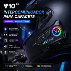 Intercomunicador Capacete Moto Bluetooth V10 2X RGB Sem Fio Alcance 300m