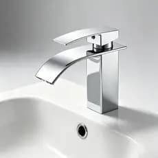 Torneira Banheiro Quadrada Inox Cascata Cromado Monocomando Misturador Quente Frio Design Moderno