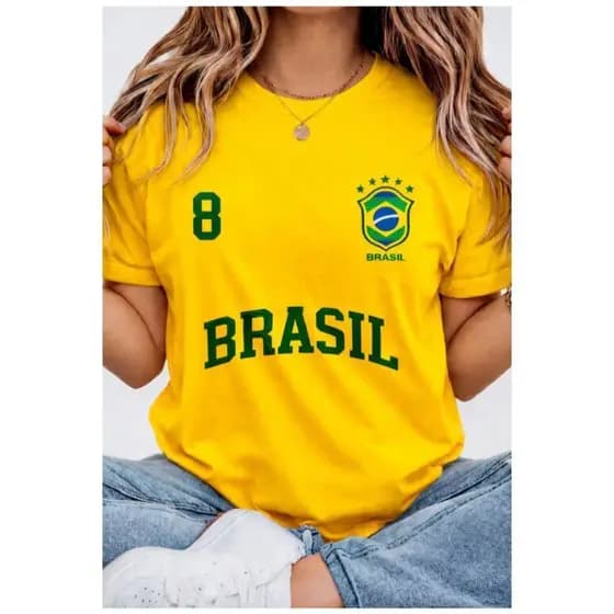 CAMISETA FEMININA BORBOLETA ESTAMPA BRASIL