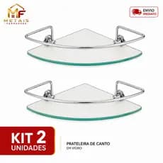 Kit 2 Porta Shampoo Suporte De Banheiro Prateleira Canto Vidro Incolor 6mm