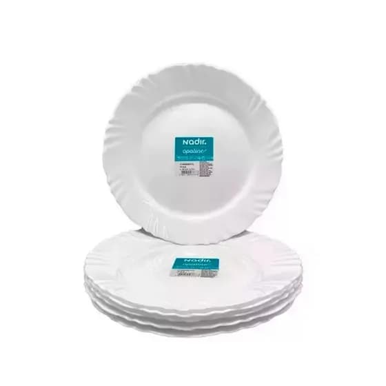 Jogo De Pratos Rasos Opaline Branco Nadir Original 25,5CM Resistente Jantar/Almoço