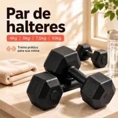 Halter Sextavado Pintado4 a 10 kg  Treino em Casa Musculação Funcional/ 2 und totalizando