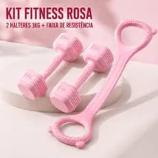 Halteres de 1 kg + faixa elástica + aparelho de alongamento para treino físico e musculação