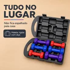 Kit Halteres 1kg 2kg 3kg com Maleta Fitness Musculação Caseira Academia em Casa Feminino Presente