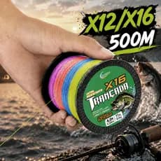 Linha de pesca trançada Durável Para Carpa E Truta 500M X12 X16 Super Forte PE Multifilamento