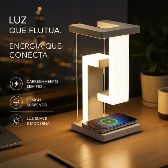 Abajur LED Recarregável  Luxuosa Luminária Carregamento Sem Fio Para Celula ocular Quarto Escrivaninha Luxuosa