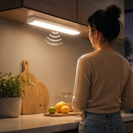 Smart Luminária Inteligente Ultra LED com sensor de  sem fio e Recarregável USB fino barra 20/30/50c