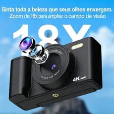 4K HD Câmera Digital Tela flip LED de alta definição de 2,8 Vlogging 96MP para Vídeos e Fotos