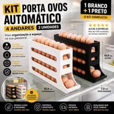 Kit Porta Ovos Automático 4 Andares Organizador de Geladeira Rolante Dispenser Suporte em Plástico Até 30 Ovos Durável