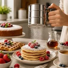 Peneira Manual Inox com Gatilho Povilhador para Farinha Açúcar Chocolate Canela Tapioca