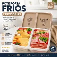 Porta Frios 2 em 1 com 2 Divisórias para Queijo e Presunto BPA Free