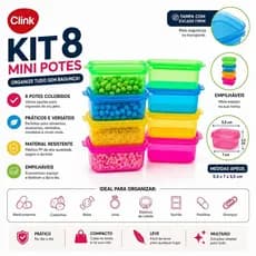 Kit 8 Mini Potes Clink com Tampa Colorida, Organizador Multiuso para Bolsa, Medicamentos, Acessórios, Joias e Acessórios