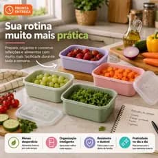 Kit 4 Potes Plásticos 750ml com Tampa – Organização e Praticidade para o Dia a Dia -Marmitas de Alimentos Fácil Cozinha