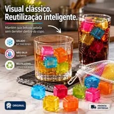 Kit Gelo Artificial Reutilizável Colorido 10 20 30 Unidades Frutinhas Sorvetinhos Cubinhos