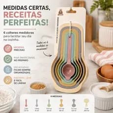 Kit Colheres Medidoras 5 Peças Medidores Cozinha Xícaras Receitas