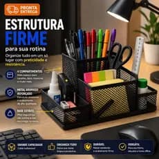 Organizador de Mesa Porta Caneta Porta Lápis Porta Objetos Aramado Metal Home Office Escritório Multiuso