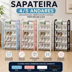 Sapateira 4/5 Andares Organizador de Sapatos e Tênis 8/10 Pares Desmontável Multiuso Compacta para Quarto e Closet