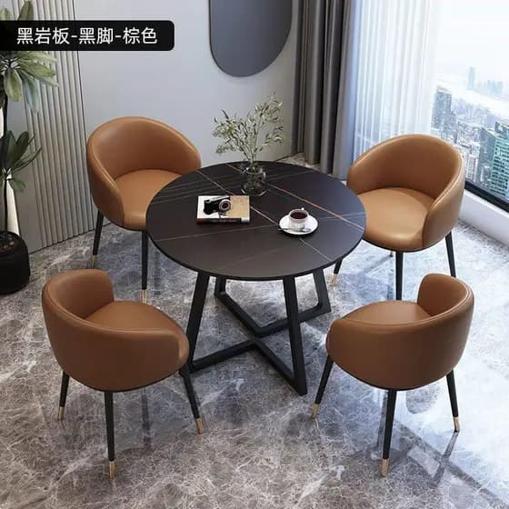 Mesa de jantar leve e luxuosa, cadeira de mesa de negociação, combinação de vendas, escritório, varanda, café, leite, lo