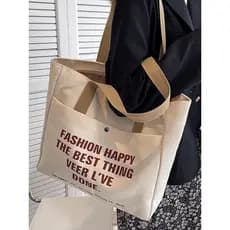 Bolsa de lona de grande capacidade, ecologicamente correta, sacola de compras para estudantes, bolsa escolar à prova d'á