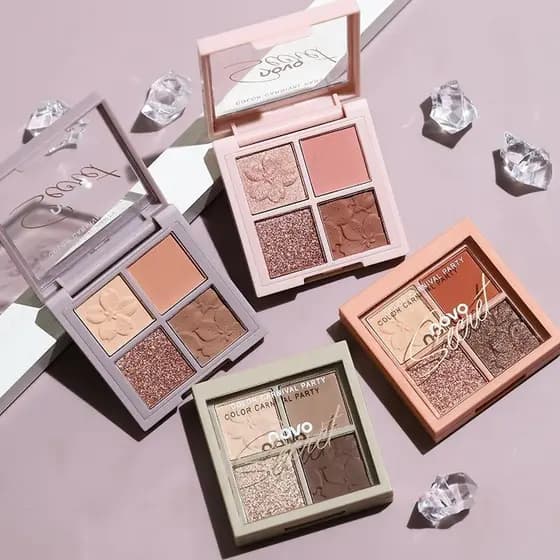 Sombra de quatro cores perolada fosca terra cor paleta de sombras feminino estudante festa iniciante iniciante diário lu