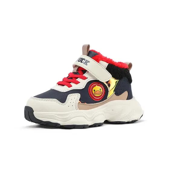B.Duck Little Yellow Duck Sapatos infantis de algodão com Velcro para meninos e meninas estilo tênis de desenho animado