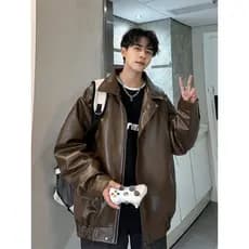 Uniforme de beisebol americano Vintage masculino solto ins Street Wear primavera outono jaqueta de couro solto bf casal