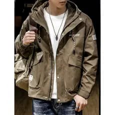 Jaqueta de trabalho masculina primavera outono 2024 novo estilo solto Street Wear High-End jaqueta Casual com capuz esti