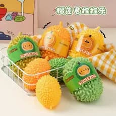 Simulação Durian pitada música ventilação bola de descompressão borracha macia recuperação lenta brinquedos infantis cri