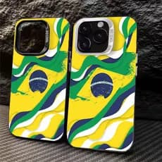 Adequado para iPhone 11/12/13/14/15/16/17 Pro Max Brasil Retro Flag Capa de telefone resistente a choques