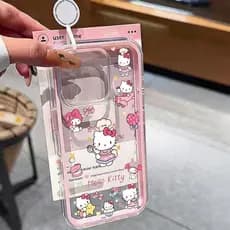 Transparente 3 em 1 Airbag três em um Capinha para iPhone 17/16/15/13/12/11 Pro Max Capinha de celular fofa KITTY