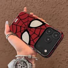 Textura metálica premium Capa prateada para iPhone 17 PRO MAX 11 15 PRO Homem-Aranha da Marvel