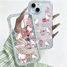 Transparente 3 em 1 Capinha para iPhone 17/16/15/13/12/11 Pro Max Capinha de celular fofa da Hello Kitty