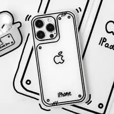 Fosco Capinha para iPhone 17 16 15 14 Pro Max Capinha anti-choque para iPhone design estilo desenho cartoon com contorno