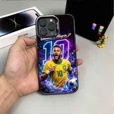 Capinha para iPhone 17/16/15 Pro Max e Samsung Neymar, número 10, com fundo fluorescente para a seleção brasileira