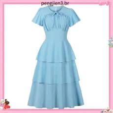(Moderno) Vestido Casual Liso Em Camadas Com Gravata Frontal Para Mulheres L132ED534